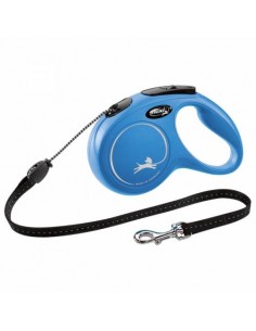 Laisse Flexi New Classic bleue avec cordon