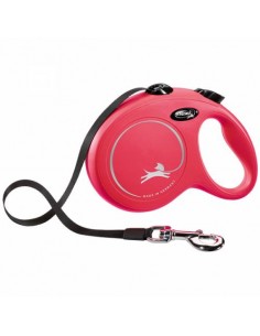 Laisse Flexi New Classic rouge avec sangle