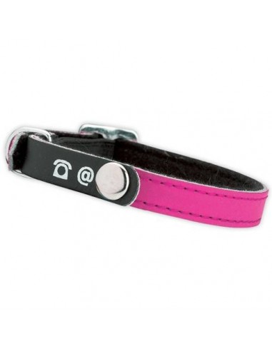 Collier chat porte adresse rose