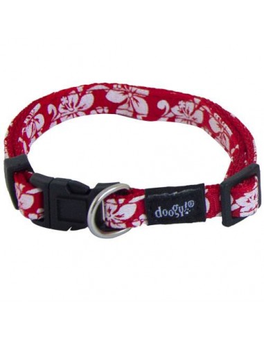 Collier chien nylon Tahiti rouge