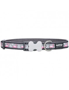 Collier chien Red Dingo gris flamants rose
