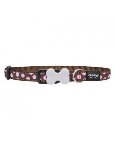 Collier Red Dingo Fantaisie marron à pois rose