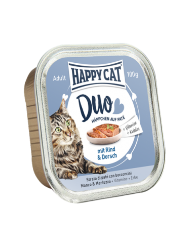 Happy Cat Pâtée Duo Boeuf & Morue 100g